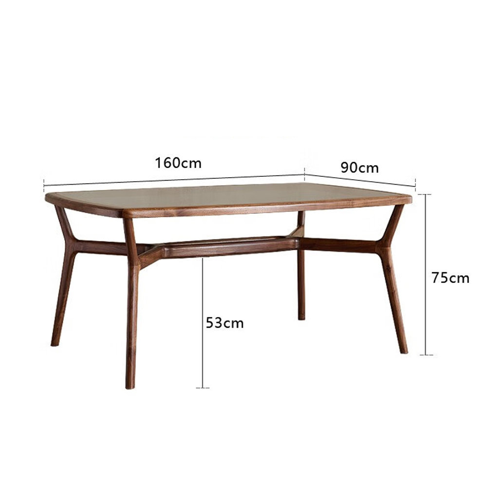 Стол обеденный с каркасом из дерева и стеклянной столешницей Walnut Dining Table в Ульяновске