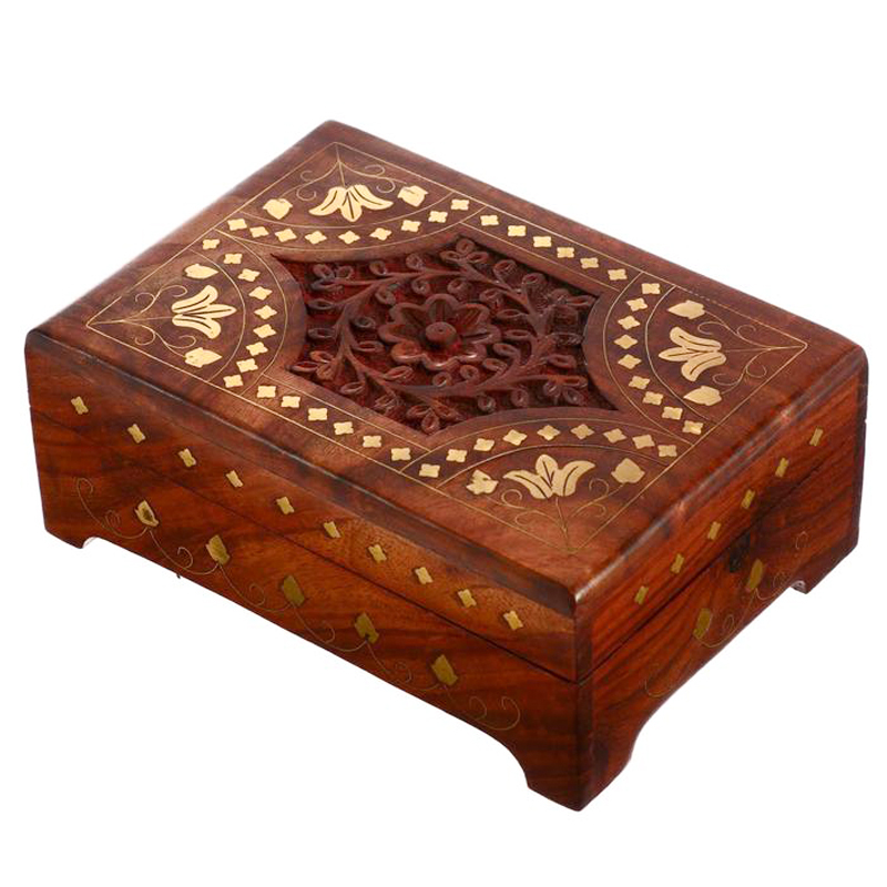 Шкатулка Fulari Indian Inlay Box Коричневый в Ульяновске | Loft Concept 