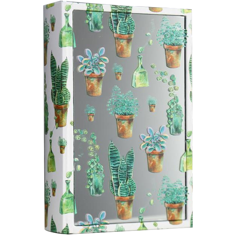 Шкатулка-книга Succulents Mirror Book Box Белый Зеленый Коричневый в Ульяновске | Loft Concept 