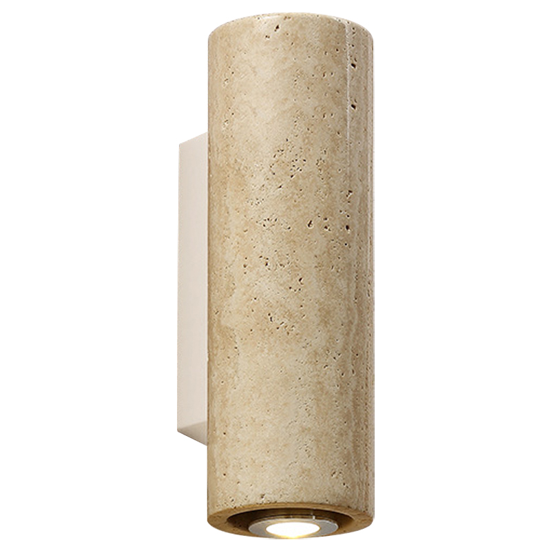 Бра Travertine Cylinder Spot Wall Lamp Бежевый Песочный Белый в Ульяновске | Loft Concept 