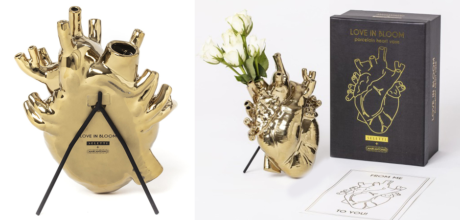Ваза Seletti Love in Bloom gold porcelain heart vase Ваза Seletti Love in Bloom gold porcelain heart vase - Loft-Concept в Ульяновске