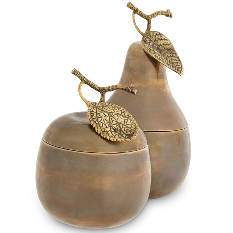 Комплект шкатулок Eichholtz Box Apple & Pear set of 2 brass Винтажная латунь в Ульяновске | Loft Concept 