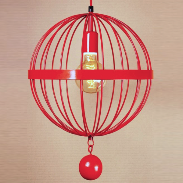 Подвесной светильник Wire Cage Pendant Spher Red Красный в Ульяновске | Loft Concept 