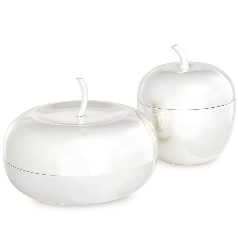 Комплект шкатулок Eichholtz Box Apple Set of 2 Silver Серебряный в Ульяновске | Loft Concept 