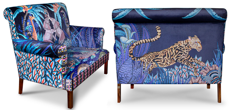 Диван Ardmore Design Sabie Sofa in Tanzanite Синий Тропический Орнамент Диван Ardmore Design Sabie Sofa in Tanzanite Синий Тропический Орнамент - Loft-Concept в Ульяновске