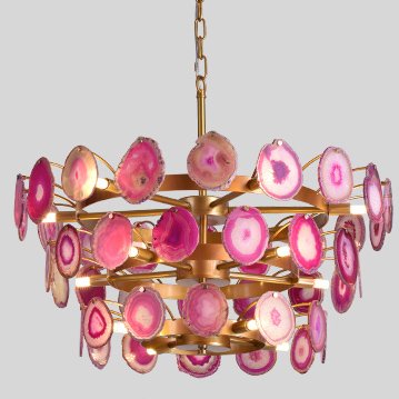 Люстра Agate Burst Chandelier 3 Round pink Розовый пастельный Золотой в Ульяновске | Loft Concept 