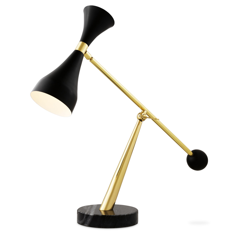 Настольная лампа Eichholtz Desk Lamp Cordero Черный Латунь Черный Мрамор Nero в Ульяновске | Loft Concept 