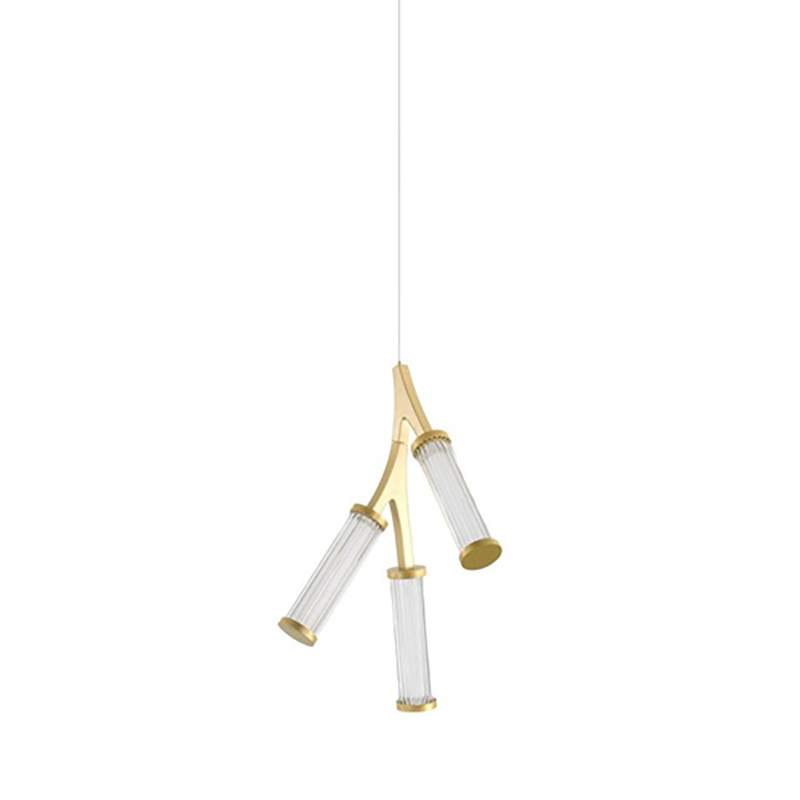 Люстра Cylinder Branches Chandelier Gold 3 Золотой Прозрачный в Ульяновске | Loft Concept 