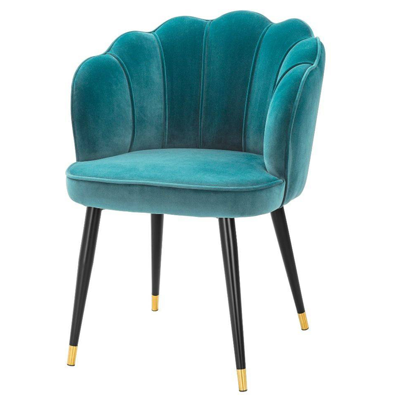 Стул Eichholtz Dining Chair Bristol sea green Бирюзовый Черный Латунь в Ульяновске | Loft Concept 