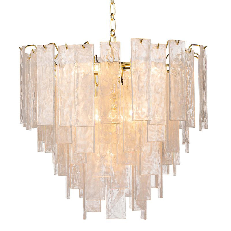 Люстра Textured Glass Chandelier Rectangular Pendants Золотой Прозрачный (Transparent) в Ульяновске | Loft Concept 