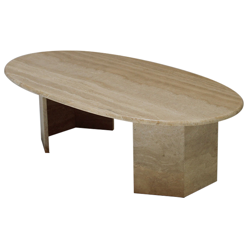 Кофейный стол Oval Travertine Coffee Table Коричневый в Ульяновске | Loft Concept 