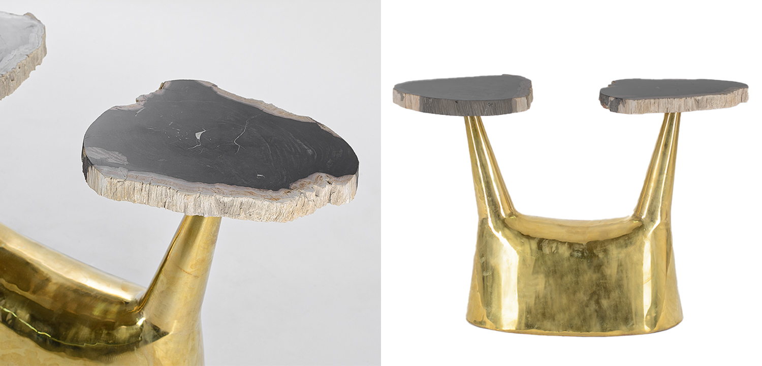 Приставной столик Side Table Petrified Wood - фото