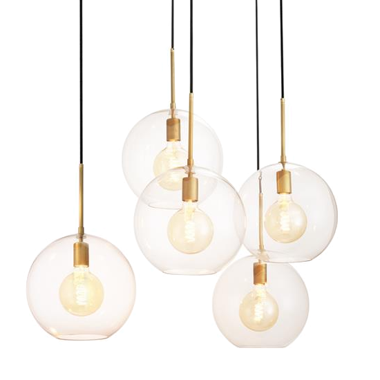 Люстра Chandelier Tango 5 light Латунь Античная полированная Темная бронза Прозрачное Стекло в Ульяновске | Loft Concept 