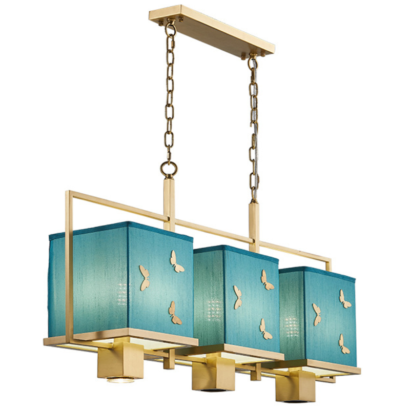 Люстра с бабочками Butterflies Blue Background Chandelier Латунь Бирюзовый в Ульяновске | Loft Concept 