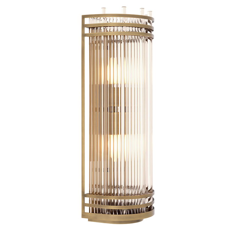 Бра Eichholtz Wall Lamp Gulf L Brass Латунь Античная полированная Прозрачный в Ульяновске | Loft Concept 