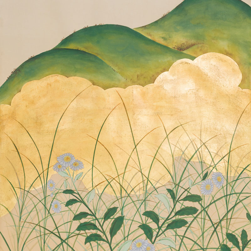 Обои ручная роспись The Plain of Musashi Original colourway on painted Xuan paper with gold ombre Обои ручная роспись The Plain of Musashi Original colourway on painted Xuan paper with gold ombre в Ульяновске | Loft Concept