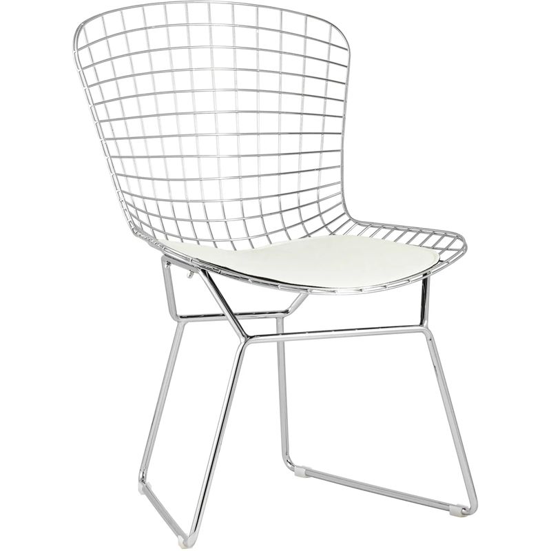 Стул Bertoia Chair Хромированный с Белой подушкой Хром Белый в Ульяновске | Loft Concept 