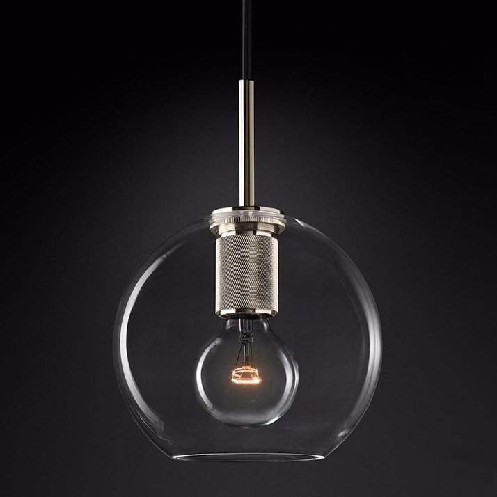 Подвесной светильник RH Utilitaire Globe Pendant Silver Никель Прозрачное Стекло в Ульяновске | Loft Concept 