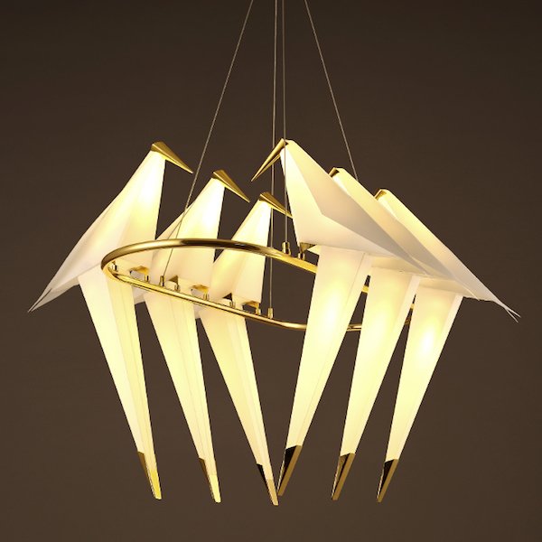 Люстра Origami Bird Chandelier 6 Бежево-серый Золотой в Ульяновске | Loft Concept 