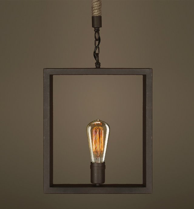 Подвесной светильник  Quadrate Loft Rope Light Коричневый в Ульяновске | Loft Concept 