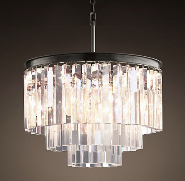 Люстра RH 1920s Odeon Clear Glass Fringe Chandelier - 3 rings Черный в Ульяновске | Loft Concept 