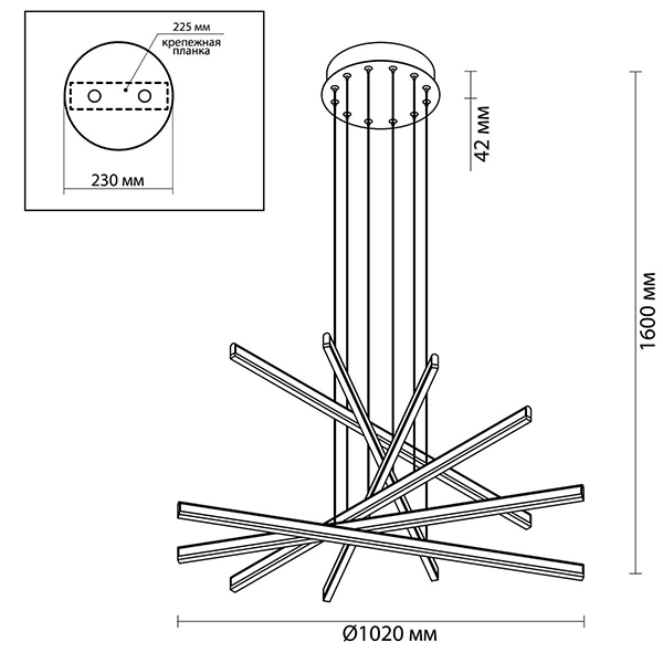 Люстра Rolf Six Black Lines Chandelier в Ульяновске