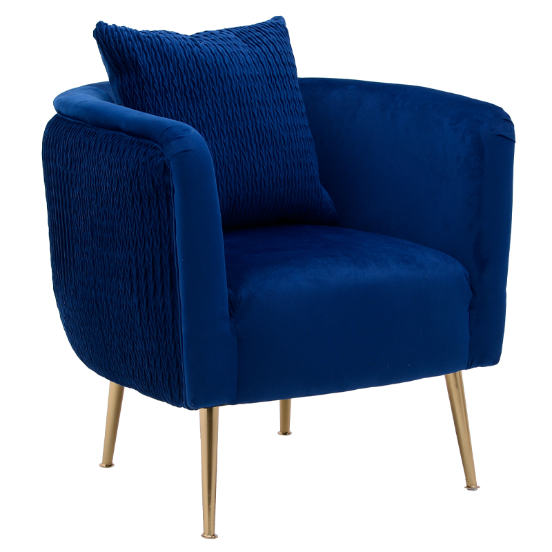 Кресло Yvette Armchair Blue Синий Глянцевое золото в Ульяновске | Loft Concept 