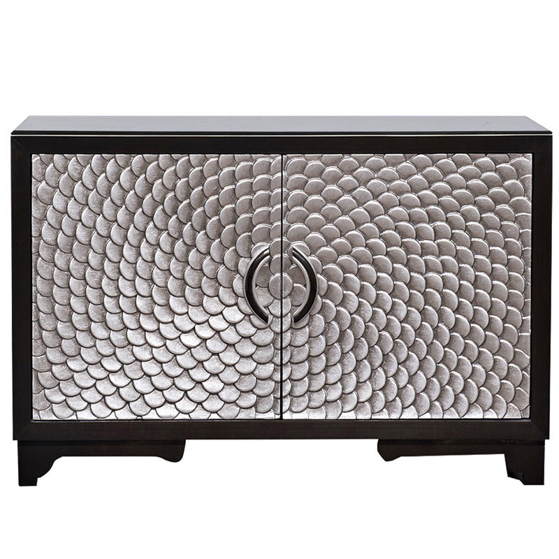 Комод с рельефным орнаментом Рыбья чешуя Fish scales Chest of drawers Черный Серебряный в Ульяновске | Loft Concept 