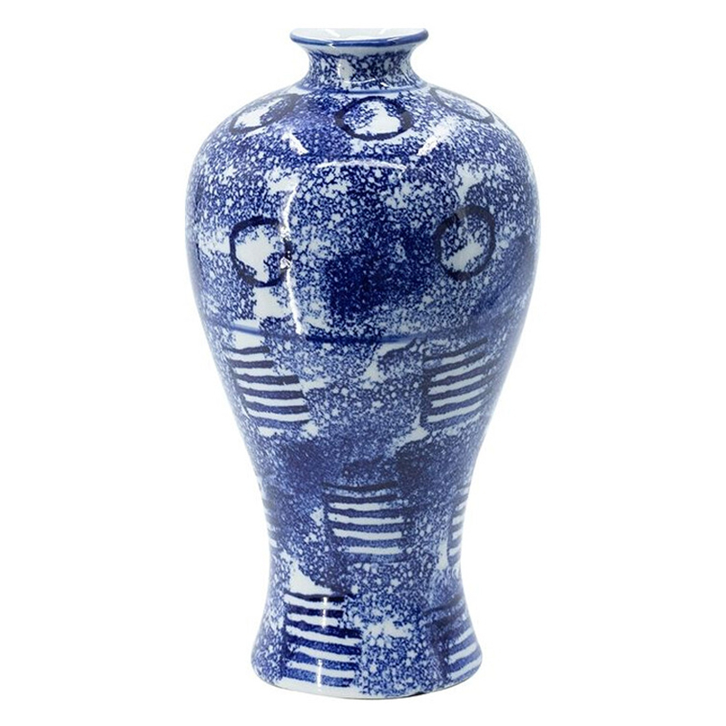 Ваза из фарфора сине-белого цвета Blue & White Ornament Белый Синий Ваза из фарфора сине-белого цвета Blue & White Ornament Белый Синий в Ульяновске | Loft Concept