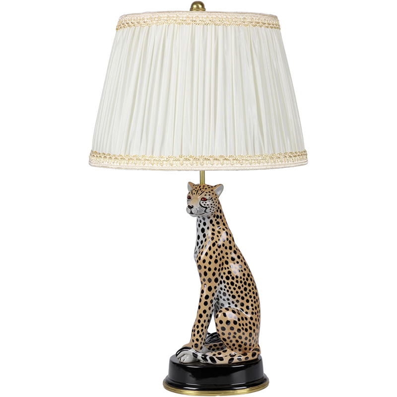 Настольная лампа с абажуром Leopard Table Lamp Кремовый Коричневый Черный в Ульяновске | Loft Concept 