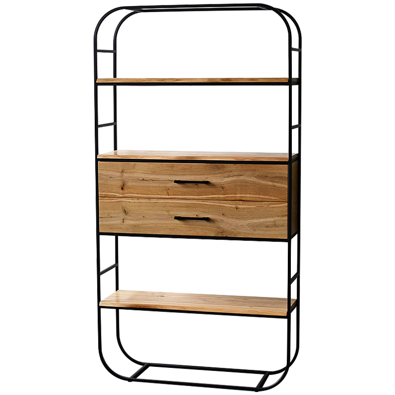 Стеллаж Glenn Industrial Metal Rust Two Drawers Rack Древесина Черный в Ульяновске | Loft Concept 