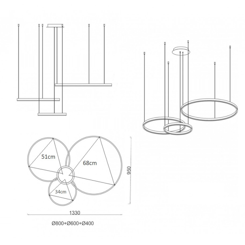 Люстра Crystal round chandelier 3 кольца Латунь в Ульяновске