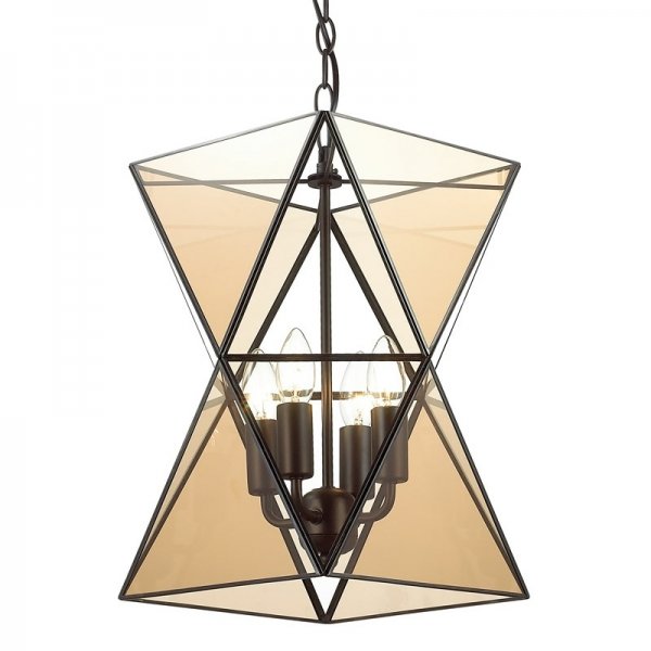 Люстра PolyPyramid Glass Pendant 4 Cognac Прозрачный в Ульяновске | Loft Concept 