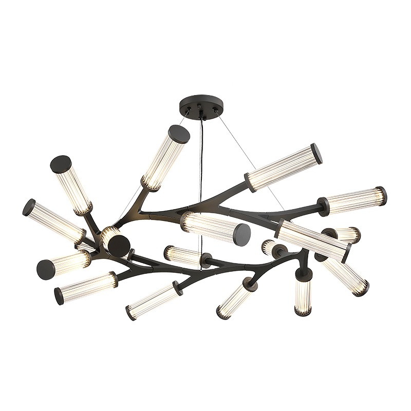 Люстра Cylinder Branches Chandelier Ring Black Черный Прозрачный в Ульяновске | Loft Concept 