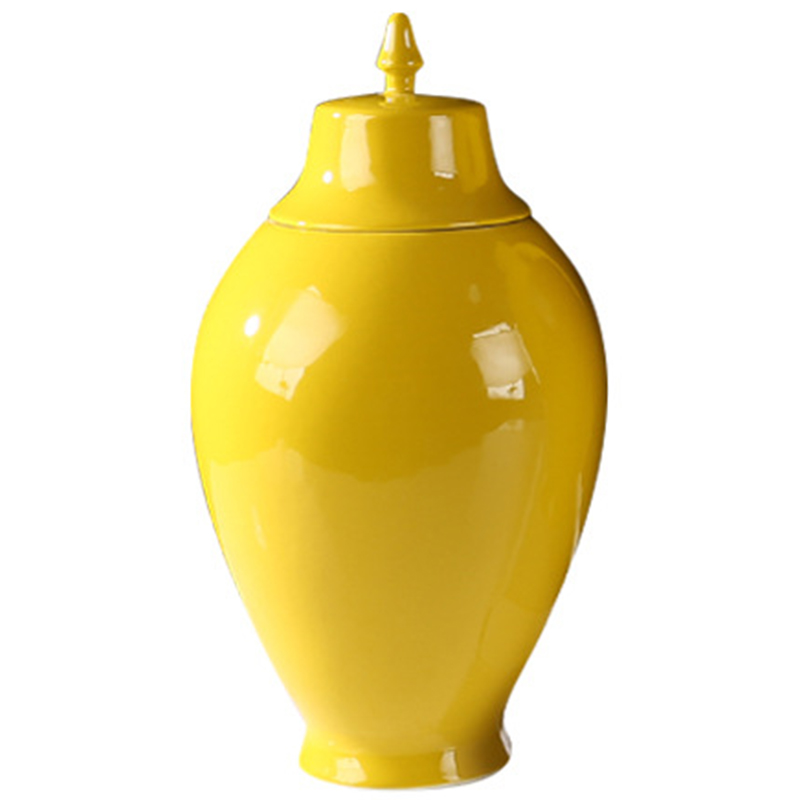 Ваза с крышкой Ceramic Yellow Vase Желтый в Ульяновске | Loft Concept 