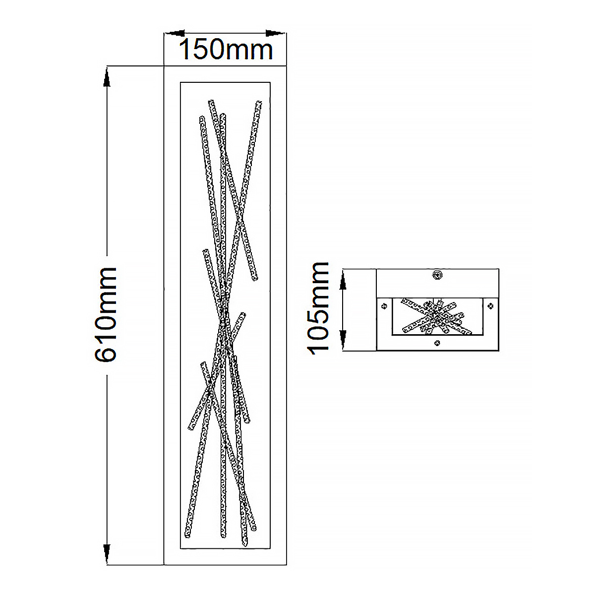 Бра в прямоугольной черной рамке с декором в виде ветвей в золотой отделке Hinkley в Ульяновске