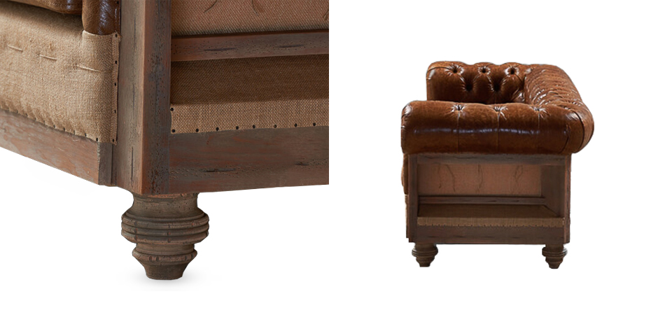 Диван Deconstructed Chesterfield Sofa triple Brown leather - фото №1