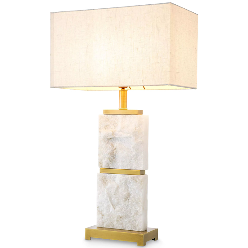 Настольная лампа Eichholtz Table Lamp Newton L Marble Кремовый Латунь Белый Мрамор Bianco в Ульяновске | Loft Concept 