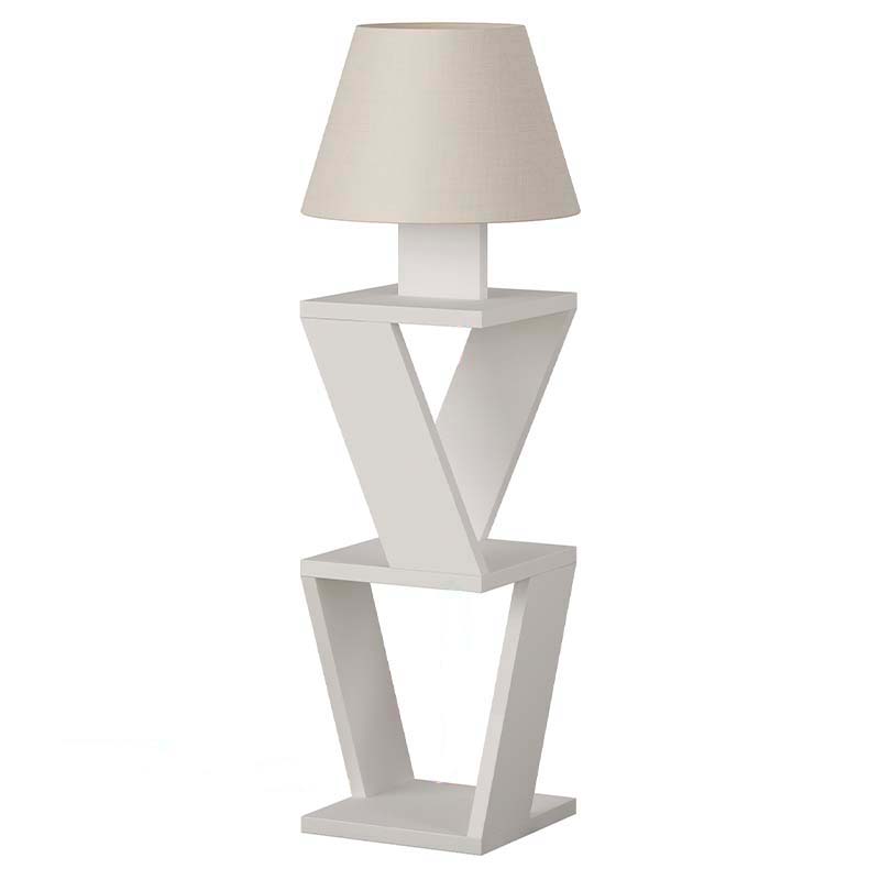 Торшер белый с каркасом с 2-мя полками и тканевым абажуром KOZENA SIDE FLOOR LAMP WHITE Белый Торшер белый с каркасом с 2-мя полками и тканевым абажуром KOZENA SIDE FLOOR LAMP WHITE Белый в Ульяновске | Loft Concept