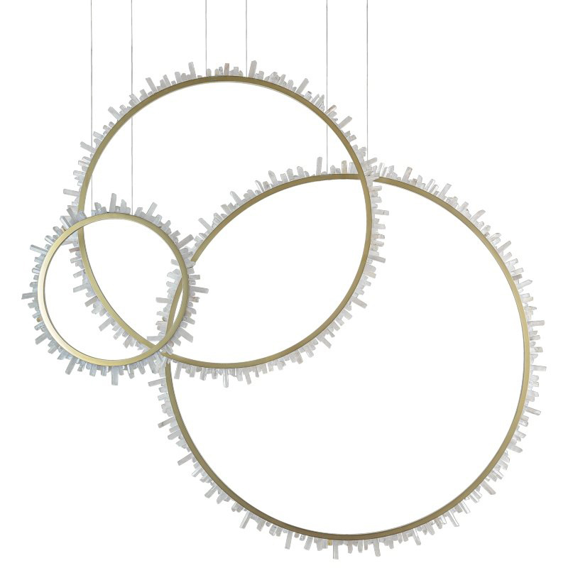 Люстра три кольца Vertical Crystal Gold Rings Chandelier Золотой Белый в Ульяновске | Loft Concept 