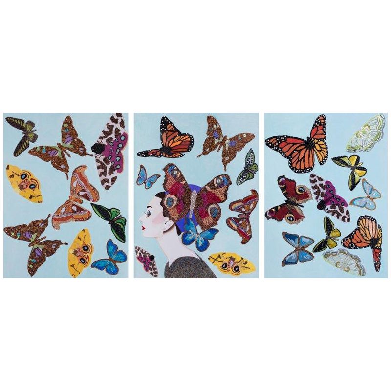 Картина Audrey with Swarming Butterflies Triptych Мульти в Ульяновске | Loft Concept 