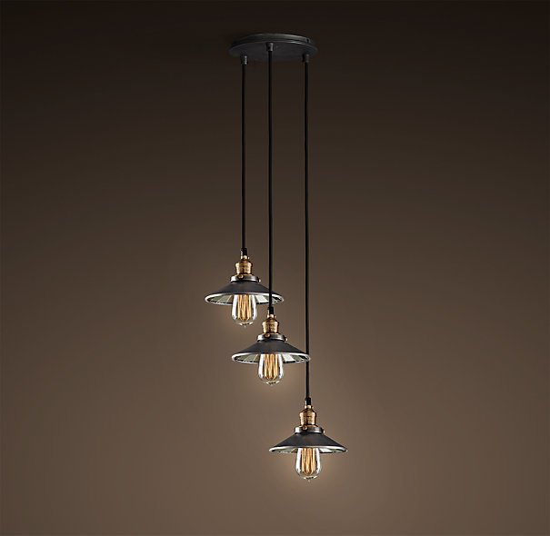 Люстра Loft Cone Pendant Reflector 3 Черный в Ульяновске | Loft Concept 