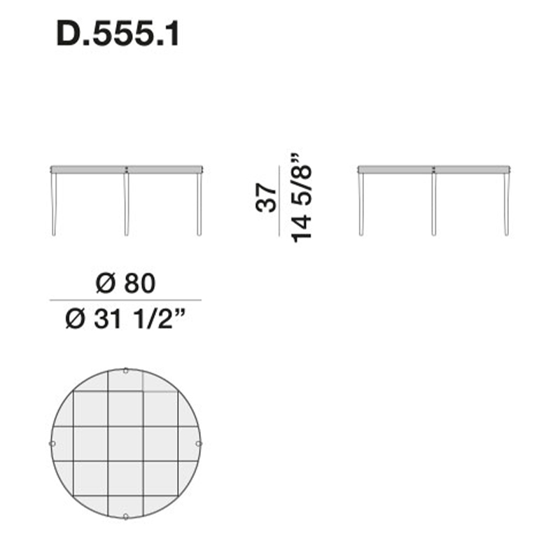 Дизайнерский круглый кофейный стол со стеклянной столешницей Gio Ponti D.555.1 Coffee Table в Ульяновске