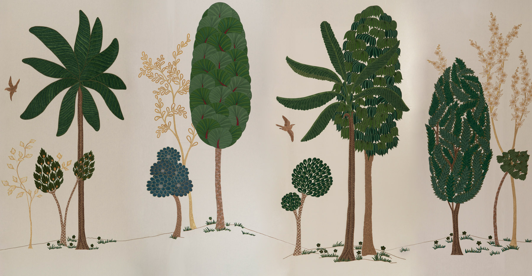 Обои ручная роспись Mughal Trees Original colourway on linen - постер Loft-Concept в Ульяновске