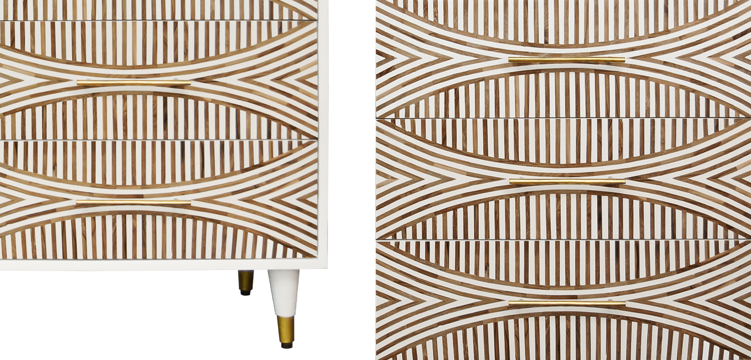 Комод с инкрустацией 6 ящиков Arc Bone Inlay 6 Drawers - фото