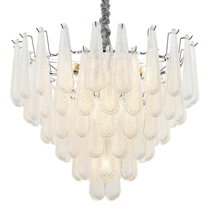 Люстра Textured Glass Drops Chandelier 19 Белый Хром в Ульяновске | Loft Concept 