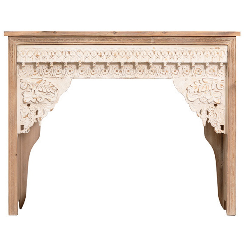 Консоль Indian Antique White Furniture Adnan Console Древесина Бежевый в Ульяновске | Loft Concept 