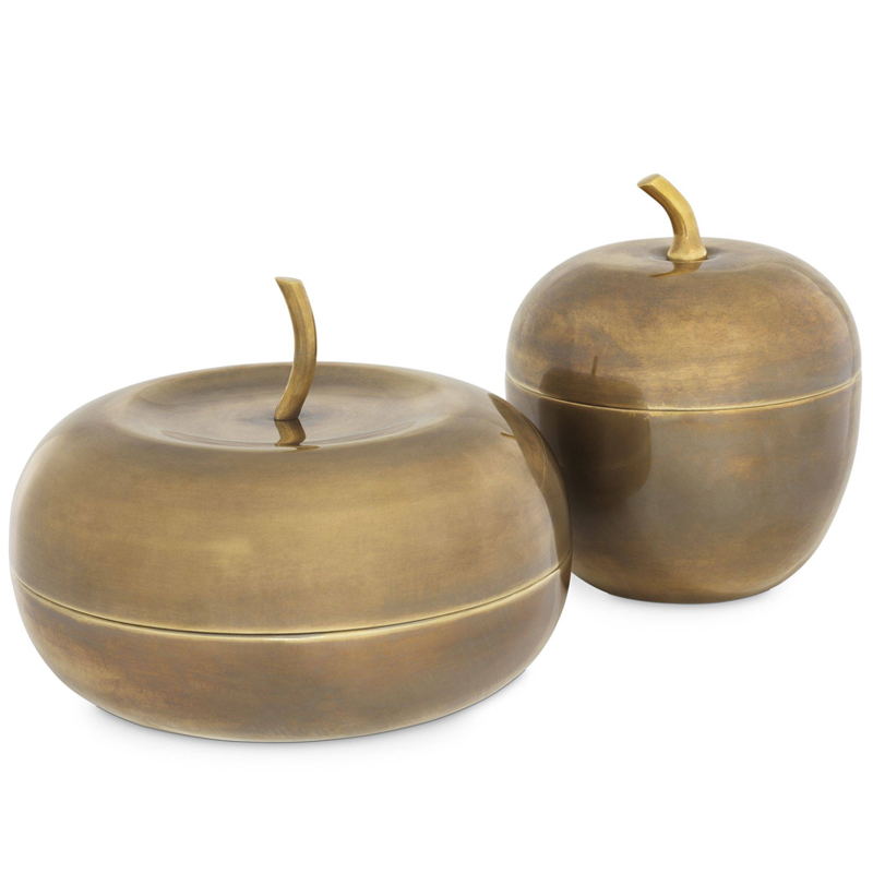 Комплект шкатулок Eichholtz Box Apple Set of 2 brass Винтажная латунь в Ульяновске | Loft Concept 