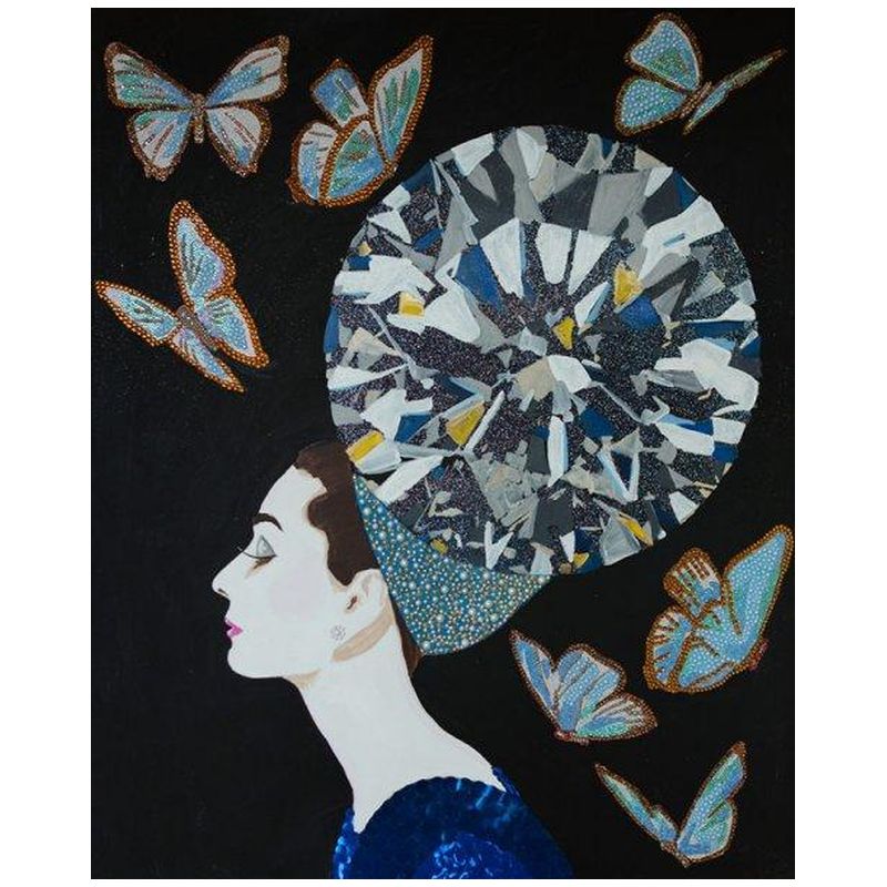 Картина Audrey with Diamond Headdress, Butterflies, and Black Background Мульти в Ульяновске | Loft Concept 