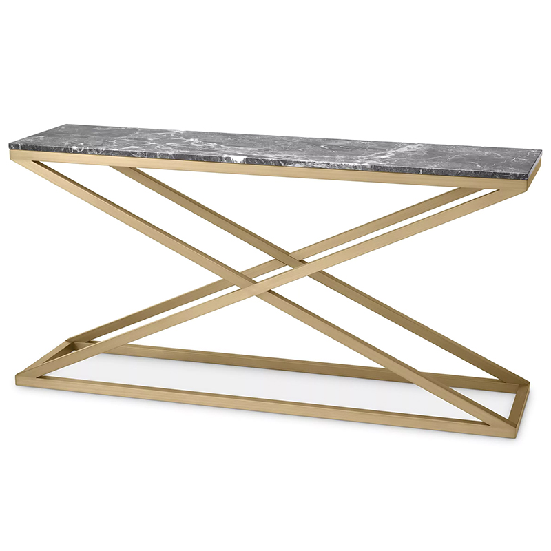 Консоль Eichholtz Console Table Criss Cross Латунь Серый в Ульяновске | Loft Concept 